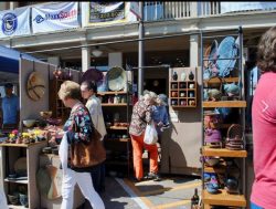 A photo of a booth selling ceramics at the Double Decker Festival.