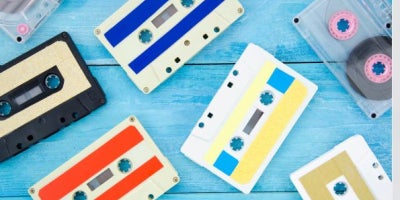 retro tech, cassette tapes, floppy disks