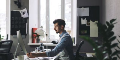 business internet, internet security tips, business internet support, man at work on pc