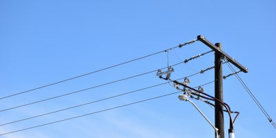 Fiber internal cable line with blue sky in the background