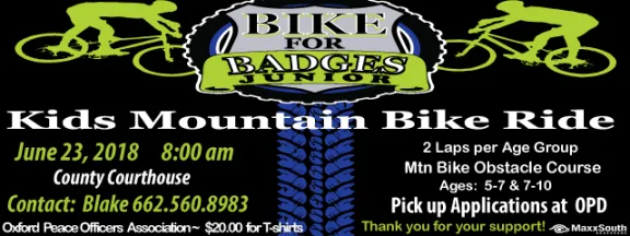 A poster for the Kid's Mountain Bike Ride in 2018.