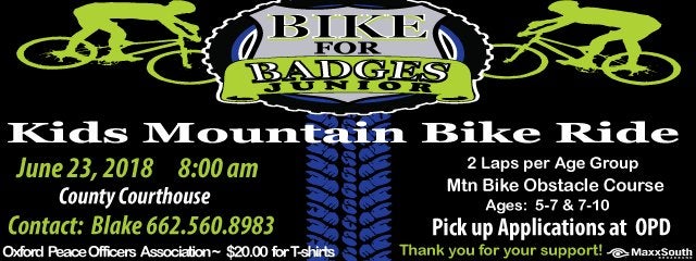 A poster for the Kid's Mountain Bike Ride in 2018.