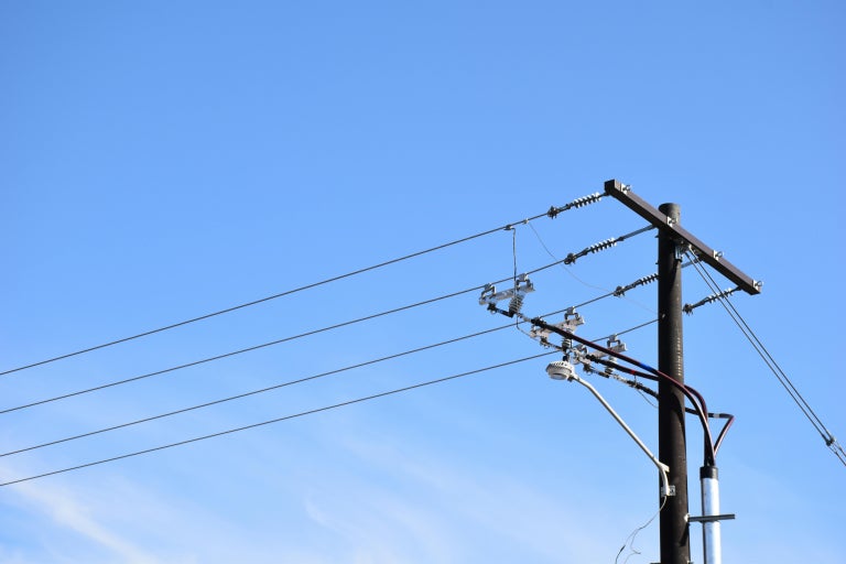 Fiber internal cable line with blue sky in the background