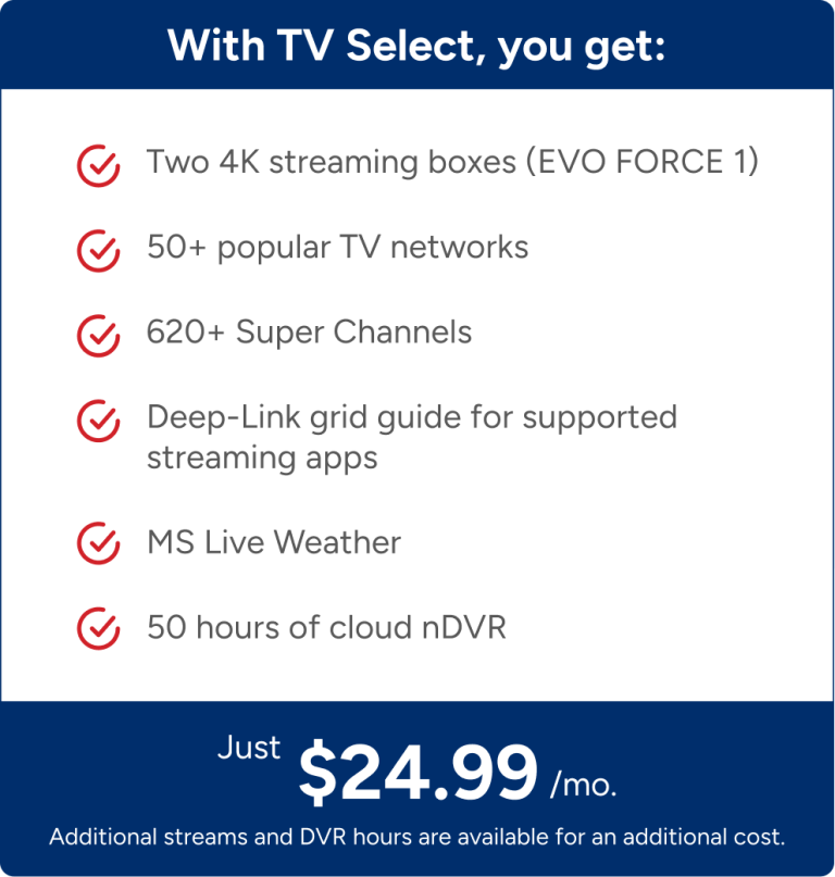 MaxxSouth TV Select list of what's included